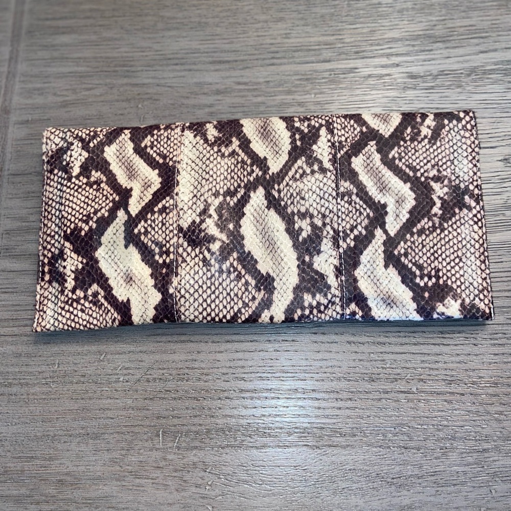 Faux Snakeskin Leather Rectangular Flap Over Clut… - image 5